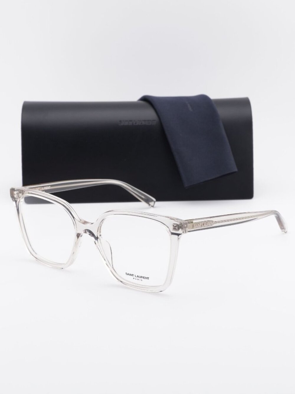 Saint Laurent SL910 004 Eyeglasses Shiny Transparent Cream Square Frame